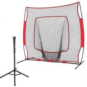 77Ft Baseball Softball Practice Net with Tee Kit Portable Batting Hitting and Pitching Durable Rebound Training Barrier 231225