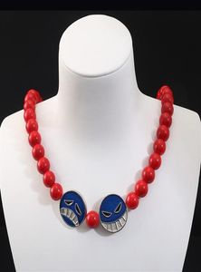 Ожерелья с подвесками в стиле аниме One Piece PortgasAce, ожерелье с красными бусинами, цепочка, колье, подвески с белой бородой, очаровательные украшения для косплея269n4832368