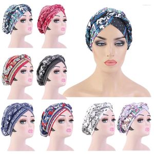 Ethnic Clothing Bohemian Muslim Women Print Braid Hijabs Hat Turban Head Scarf Chemo Cancer Cap Hair Loss Bonnet Wrap Cover