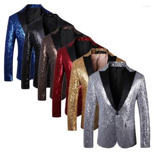 Erkekler Moda Erkek Sequin Suit Ceket Siyah / Altın Kırmızı Lüks Tek Göğüslü Balo Elbise Blazers Katlar