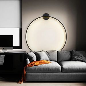 Lampada da parete circolare di lusso nordico Camera da letto Comodino Soggiorno Sfondo Decorazione Lampada da parete Atmosfera di design Illuminazione a LED