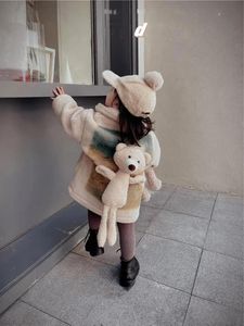 جاكيتات الشتاء لطيف الدب أبيض سترة لطفل طفل فتيات الصوف معطف الأطفال
