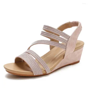 Bimooth für Sandalen Damen Marke Sommer Reiseschuhe TPU Sohle Große Größe High Heels Bequeme Mode PU Hausschuhe Keile BM015 5575 Comtable