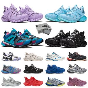 Med original Box Track 3 3.0 Dress Shoes Woman Violet Purple All Black White Beige Triple Pink Blue Platform Men Women Designer Sneakers Trainers