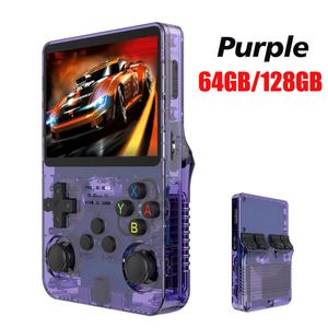 Portabla spel Players Data Frog R35S Plus R36S Retro Handheld Video Console Linux System 3 5 Inch IPS Screen Pocket 64 GB 128GB Player Console vs PSP PS1 N64 NES SFC