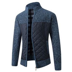 Inverno grosso jaqueta quente para homens emendados cardigan streetwear casual retalhos camisola moda qualidade zíper jaquetas masculinas 231225