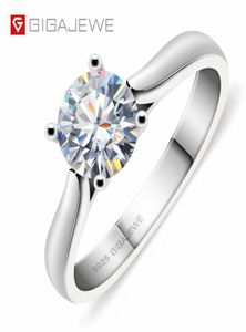 GIGAJEWE 1ct 65mm taglio rotondo EF VVS1 Moissanite anello in argento 925 con diamanti test superato moda artiglio impostazione regalo fidanzata donna GMS5085429