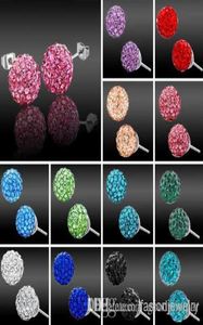 30 Pairslot 10mm Jewelry new Rhinestone Mix Colors white New disco Ball beads clay crystall Crystal Earrings Stud4158764