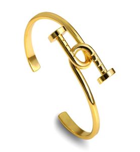 Marca de luxo simples nó prego manguito pulseira prata rosa ouro aço inoxidável pulseiras para mulheres jóias bijou ajustável27456374647