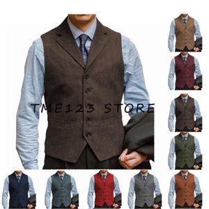 Men's Herringbone Single-breasted V-neck Casual Business Vest Mens Designer Clothes Steampunk Working Vest
