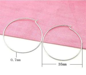 10ペアロット925 Sterling Silver Hoop Earrings for DIYクラフトジュエリーギフト0 7x35mm WP126259T5334465