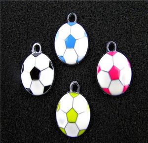AE721 Mix Color 100Pcs Alloy Metal Enamel Football Charms Pendant 21x18mm bead bead 2020new 2020new7975551