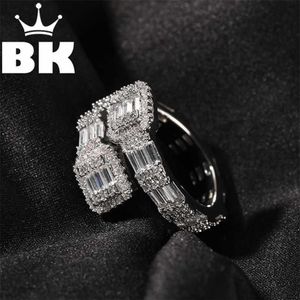 Hip hop masculino baguette ajustável personalizado anel masculino famosa marca gelado micro pave cz punk rap jóias tamanho 211217297l