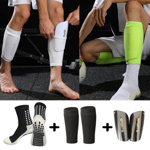 Всесезонный комплект спортивного инвентаря, противоскользящие футбольные носки для взрослых, футбольные щитки для голени с карманами на рукавах, поддерживающие носки 231225