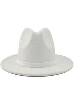 Erkekler Kadınlar Geniş Müt Yünü Hisset Caz Fedora Şapkaları İngiliz Tarzı Trilby Party Resmi Panama Kapağı Siyah Sarı Elbise Şapkası 565860CM9701116