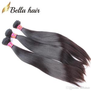 Wefts peruanska jungfruliga hårbuntar rakt hår väver 1or2or3or4pcs/parti människohår wefts full huvud bellahair