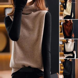 Women's Sweaters Sweater Vest Button Decoration Solid Color Loose Warm Breathable Coldproof Comfortable Sleeveless Turtleneck Pullover For A