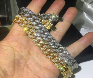 Herren Hip Hop Gold Armbänder Schmuck Simulierter Diamant Strass Kristall Iced Out Kettenarmbänder Miami Kubanisches Gliederkettenarmband 6306057