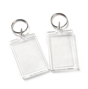 Clear Acrylic Plastic Blank Keyrings Insert Passport Po Frame Keychain Picture Frame Keyrings Party Gift LX23294497182