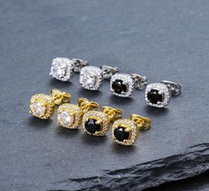 Mens Hip Hop Stud Earrings Jewelry High Quality Fashion Round Gold Silver Black Diamond Earring For Men8147302