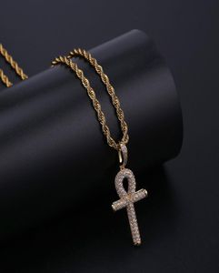 Solid Ankh Pendant Cubic Zircon Chains Hip Hop Micro Pave CZ Stones Egyptian Style Necklace & Pendants For Men Women9122953