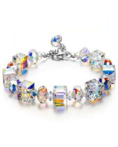 Moda quadrada de cristal austríaco feminino039s pulseira de luxo jóias de casamento charme pulseira senhoras amigo mão jóias8336024