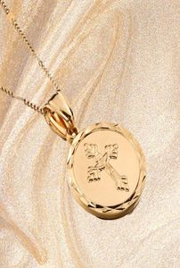 24-каратная позолоченная католическая круглая медаль с подвеской в виде распятия Иисуса Христа, модная цепочка, ювелирные изделия1231962