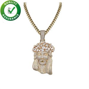 Jesus Piece Pendant Hip Hop Jewelry Mens Gold Chain Pendants Luxury Designer Halsband Statement Rapper Jewelery Diamond Hiphop Cu151p