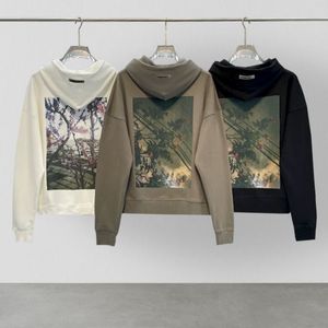 maglione con cappuccio maglione firmato felpa con cappuccio firmata da uomo felpa con cappuccio da donna 460 g di cotone pile Lettere sul petto Motivo floreale posteriore Pezzi all'ingrosso