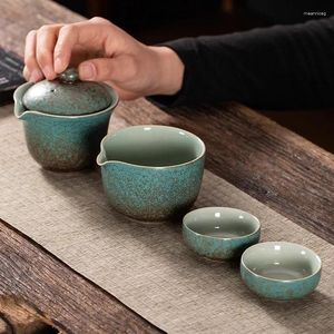 Set da tè Set da viaggio per tè cinese Teiera portatile in ceramica Set da tè in porcellana Gaiwan Tazze di strumento per cerimonia