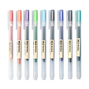 Creative10 PCSSET JEL PEN 05mm Renk Mürekkep Markeri Kalemleri Yazma Kırtasiye Japon Mujis Tarzı Okul Ofis Malzemeleri Hediye 231225