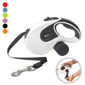 5M8M Retractable Dog Leash Roulette Leashes with Poop Bag Dispenser Pet Lead For Dogs Cats Collar Harness Accessories 231225