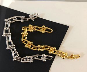 S925 Silver Electropating 18K Gold Charm Armband Män och kvinnor Par Luxury Tjockkedja Fashion AllMatch Armband8453131