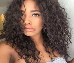 134 Lace Front Human Hair wigs Loose Water Wave Brazilian for black woman Natural color 180density bob short Pre Plucked Hairlin1067937