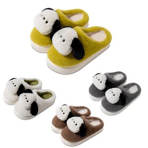 Kvinnliga män glider Sandaler Comfort Keep Warm Winter Snow Slides Scuffs Sandalsoft Flat Green White Brown Grey Mens Tisters