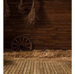 ヴィンテージの屋内ポグラフィーの背景木製床ストロー子供ポースタジオバックグラウンドキッズブース写真撮影小道具壁紙V3859769