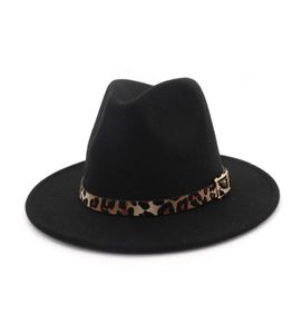 Leopardo grão couro decoração artesanal aba larga lã feltro chapéus fedora bonés masculino feminino jazz panamá boné trilby sombrero34903978836999