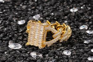 18 -karatowe pierścienie złota z kamieniem CZ lodowy ring hiphop marka marki luksusowa biżuteria hip -hopowa pełna klaster dimaond 3849731