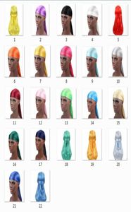 2019 Selezione di 22 colori Men039s Satin Durags Bandana Turbante Parrucche Uomo Silky Durag Copricapo Fascia Cappello da pirata Accessori per capelli5117633