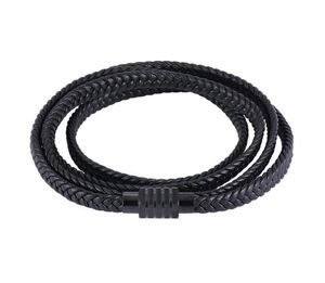 Braccialetti con ciondoli Bracciale avvolgente in pelle intrecciata multistrato nero Bracciale rigido da uomo in acciaio inossidabile con cinturino intrecciato maschile Accessori per gioielli1036174