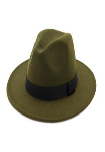 Grå fedora hattar breda brim panama jazz filt hatt mössa ull män kvinnor klär unisex kyrka hatt fascinator trilby39199526042803