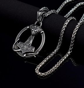 Pendant Necklaces Viking Hammer Necklace For Men Stainless Steel Simple Cool Vintage Style Jewelry Celtics Stuff2287997