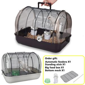 Portable Bird Transport Cage Pet Parrot with Feeder Transparent Detachable Small Outdoor Supplies 231225