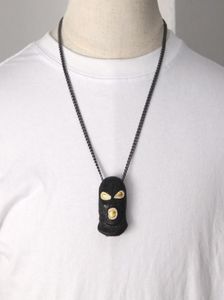 Black CounterTerrorism Mask Pendant Necklace Hip Hop Jewelry Cubic Zirconia Cuban Link Chain Necklaces Men Women Rapper Punk Acce6461985