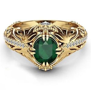 Emerald Color 14k Gold Plated Ring For Woman Men Engagement Wedding Ring2561