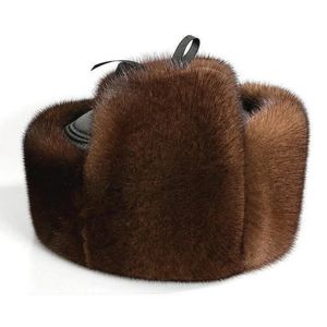 Mężczyźni moda Zima zagęszcza ciepłe czapki bombowce Faux Furl Earflap Cap Mężczyzna starszy tata dziadek miękka skóra pluszowa rosyjska kapelusz narciarski 231225