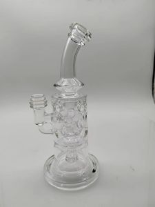 7 inç cam bong net nargile percolator recycler 14mm eklem ile