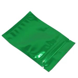 Verde fosco reclosable zip lock pacote de folha de alumínio saco varejo 200 pçs/lote alimentos saco com zíper chá lanches embalagem à prova água mylar folha bcmg