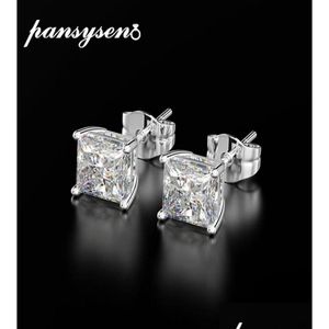 Other Pansysen Classic 6Mm 7Mm 8Mm Square Created Moissanite Wedding Engagement Stud Earrings For Women 925 Sier Fine Jewelry Gifts57 Otmdk