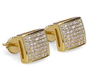 14K Gold Plated Hip Hop Micro Paved CZ Square Curved Back Screw Back Stud Earring for Men Women2123549